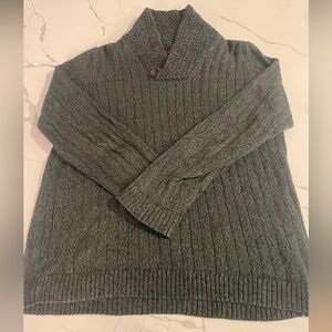 Tasso Elba High Neck Knit Sweater - Large - Forest Green